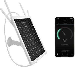 lot 9166 image: Solar WiFi Extender Outdoor, 15W Solar Powered WiFi Extender Signal Booster, 2.4GHz Wireless Signal Booster WiFi Repeater for Garden, Farm & Ranch, 26000mAh Battery, IP65 Waterproof, 200m Range