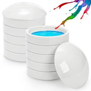 lot 9170 image: Jucoan 2 Pack Ceramic Watercolor Palette, 5 Layers Stackable Watercolor Mixing Trays Set, Round Porcelain Artist Paint Palette Bowl Dish with Lid for Gouache Pigment Chinese Ink Mixing