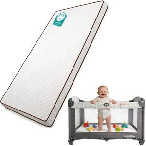 lot 9171 image: Pack and Play Mattress Pad, 38x26 Playpen Mattress for Graco Pack n Play, Baby Trend, Pamo Babe Playard, 1.5 Thick, Breathable Washable Cover, No Gap 3D Piped Edge, White