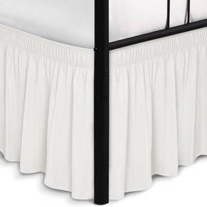 lot 9178 image: Biscaynebay Wrap Around Bed Skirts with Split Corners for King Beds 18 Drop, Ivory Adjustable Elastic Dust Ruffles Easy Fit Wrinkle Resistant Silky Luxurious Fabric Machine Washable