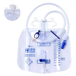 lot 9185 image: 5 Packs Urinary Drainage Bag with Anti-Reflux Chamber, Urine Bag with 2000 mL Volume for Adult��Clips and Hanging Hook, Professional Urinary Bag for Home and Hospitals Health Aids