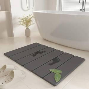 lot 9187 image: SYIPO Stone Bath Mat - Non-Slip Foldable Diatomite Bath Mat 23.6 x 15.3, Super Absorbent & Quick Drying Bathroom Mat  Easy to Clean Shower Floor Mat, Dark Gray