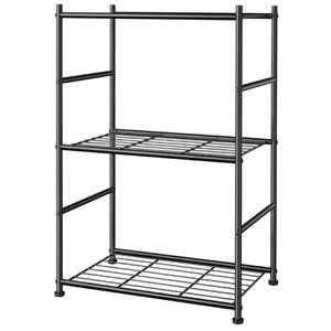 lot 9188 image: Sakugi 3-Tier Metal Storage Shelves - Space-Saving Shelf Organizer for Small Spaces, Compact Shelving Unit with Adjustable Feet for Kitchen, Garage, Laundry Room (17.7 x 12.5 x 30.1, Black)