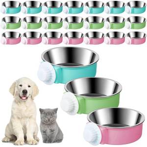 lot 9195 image: Mimorou 12 Pcs Crate Bowls Bulk Puppy Dog Bowls for Kennel Removable Stainless Steel Crate Water Bowl Kennel Hanging Food Feeders Coop Cup for Cat Puppy Rabbit Birds Ferret Guinea Pigs
