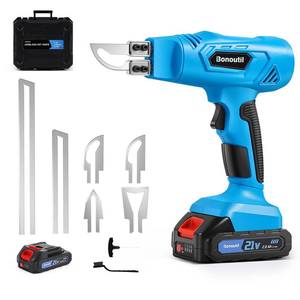 lot 9201 image: Bonoutil 21V Cordless Hot Knife Foam Cutting Tools with 6 Blades 2.0Ah Battery Powered 5-Second Quick Heating Electric Cutting Tool Air Cooling System for Plastic, Rope Cutting Craft Shears