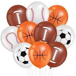 lot 10093 image: Censen 45 Pieces Sports Balloons 12 Inch Sports Latex Balloons Include Football Basketball Baseball Soccer Decorations for Game Themed Birthday Indoor Outdoor Party
