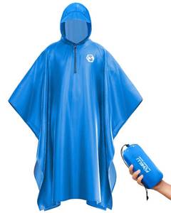 lot 10095 image: Foxelli Rain Poncho for Adults �� Extra Long Reusable Waterproof Raincoat with Hood, Lightweight for Hiking, Camping, Outdoors