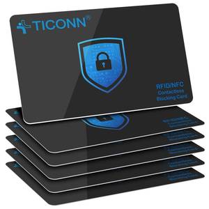 lot 10101 image: TICONN RFID Blocking Cards - 6 Pack, Premium Contactless NFC Debit Credit Card Passport Protector Blocker Set for Men & Women, Smart Slim Design Perfectly fits in WalletPurse (6)