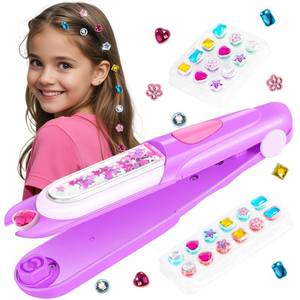 lot 10108 image: kidzkube Hair Gem Stamper Kit, Bling Hair Jewels for Girls Toys, Hair Styling Tool with Reusable Shining Diamonds, Birthday Gifts Toys for Girls Ages 3 4 5 6 8-12 (Purple)