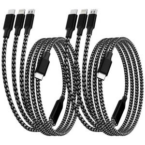 lot 10111 image: USB C Multi Charging Cable 2Pack 4FT, 3 in 1 Charging Cable Nylon Braided Multiple Charger Cord, Travel Charger with Type-C, Micro USB and IP Port for iPhone 171615 SeriesCell Phones and More
