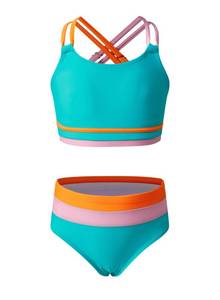 lot 10126 image: blibean Tween Girls Swimsuit Colorblock Teen Bikini Sets Big Kids 2 Piece Bathing Suits Junior Cute Swimwear Sporty Swimming Suit 2026 Traje Ba�o Ni�as Size 14 15 16 Year Old Turquoise (3XL)