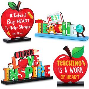 lot 10127 image: Jetec 3 Pack Teacher Appreciation Table Centerpieces Best Teacher Sign Table Decorations for Student to Teachers Graduation Home Decor Classrooms Desks Teaching Wooden Signs Topper