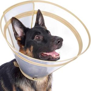 lot 10128 image: Didopet Dog Cone to Stop Licking, Clear Recovery Collar with Detachable Zipper, Sturdy Elizabethan Collar for Large Medium Small Dogs, Soft Adjustable Cone After Surgery Patented, Khaki XXL