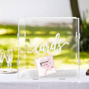 lot 10130 image: GENMOUS Clear Acrylic Card Box,Large Gift Card Box for Wedding Reception, DIY Clear Wedding Envelope Money Box for Party,Graduation,Baby Shower,Birthday Decorations,Memory Box
