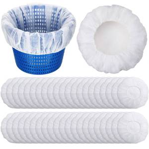 lot 10131 image: Janmercy 200 Pcs Pool Skimmer Socks Fine Mesh Basket Strainer Screen Liners Savers Clean Debris and Leaves for Inground and Above Ground Pool Filters Baskets Skimmers(White)
