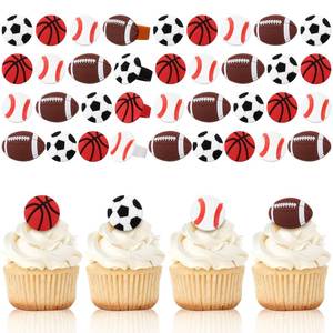 lot 10135 image: Honeydak 48 Pcs Sports Cupcake Toppers Senior Night Baseball Decoration Football Soccer Basketball Cupcake Rings Toppers Picks Decoration 2026 for Sport Football Party Birthday Party Cake Supplies