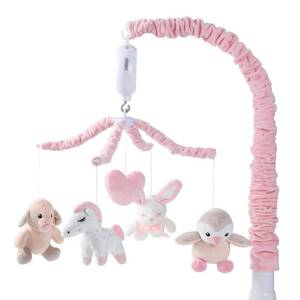 lot 11571 image: JOLLITO Crib Mobile for Girls, Soft Pink Musical Baby Crib Mobile with 12 Lullabies, Rotating Arm and Detachable Plush Animal Toys, Nursery Decor Baby Mobile for Crib Toys Bassinet