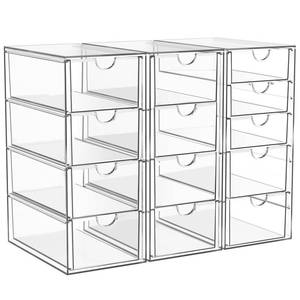 lot 11577 image: Acrylic Makeup Organizer with 13 Drawers, Bathroom Counter Organizer, Acrylic Organizers, Desk Organizer, Office Supplies, Storage Drawers for Cosmetic, Pencil, Coffee, etc 3 Pack