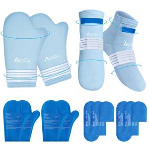 lot 11587 image: Atsuwell Chemo Gloves and Socks for Neuropathy, Cold Therapy Socks & Cooling Gloves for Soothing Hand Foot Discomfort, Reusable Hand Foot Ice Pack Chemo Care Package for Women and Men, Blue, SM