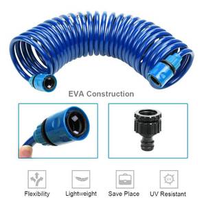 lot 11588 image: Pleasthome Recoil Garden Hose 25FT EVA Water Hose with 7-Pattern Spray Nozzle,Curly Self Coiling Lightweight Garden Hose,Retractable Drinking Water Safe Garden Coil Hose for Lawn Patio (blue)