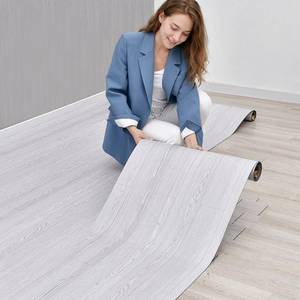 lot 12242 image: 15.7x10FT Peel and Stick Vinyl Flooring Roll 12.86 Sq.ft-FOGZUVR Self-Adhesive Peel and Stick Floor Tiles Waterproof Wood Grain for Living Room, Bedroom, Bathroom & Kitchen(Paleish Grey��)