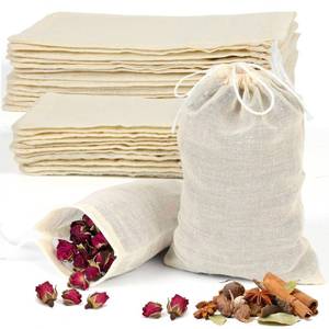 lot 12251 image: Uefegrs Reusable Muslin Tea Bags 200-mesh Cotton Sachet Bags with Drawstring Boil-Safe for Cooking Soup - 30pcs 3  4in & 4  6in Spice Bags for Bathing Unbleached