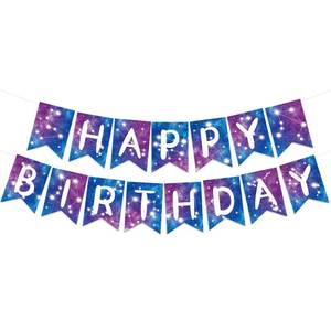 lot 12264 image: Galaxy Happy Birthday Banner Galaxy Space Astrology Party Decorations Space Birthday Banner Planet Starry Sky Themed Party Banner for Solar System Themed Party Decoration
