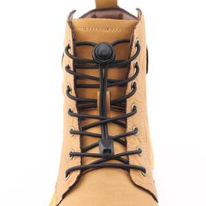 lot 12271 image: Extra Long No Tie Shoelaces - Elastic Tieless Round Boot Laces for Hiking Shoes, Work Boots and Running Sneakers (Black)