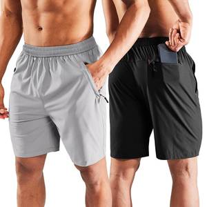 lot 12273 image: MIER Mens Quick Dry Running Shorts with Zipper Pocket, Elastic Waist Athletic Workout Exercise Fitness Shorts, 7 Inch, BlackLight Grey, Large