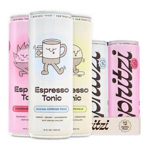 lot 13155 image: Spritzi Sparkling Espresso Tonic Variety Pack �� 75mg Caffeine, Fair Trade Coffee, Naturally Sweetened, Refreshing Energy Drink Alternative �� Canned Coffee Drinks (12 Fl Oz x 12 Pack, 3 Flavors)
