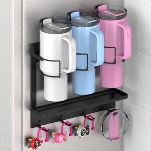 lot 13164 image: EASTTOWEST Magnetic Cup Storage Organizer Holder for Stanley 3040 oz Tumbler,Strong Magnetic Rack for Fridge(Black, 3CUPS)