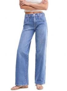 lot 14018 image: EMMIOL Baggy Straight Leg Jeans Women, Mid-High Rise Denim Pants, Y2K Vintage Distressed Stretchy Loose Fit with Large Pocket��Boyfriend Wide Leg Trousers Casual, Sky Blue Medium