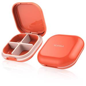 lot 14029 image: Daily Pill Organizer 4 Compartments, Small Pill Box Portable Travel Pill Case, Mini Pill Container for Purse Pocket, Compact Travel Medicine Organizer for Vitamin, Cod Liver Oil, Supplement (Pink) 2-Pack