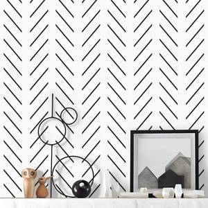 lot 14072 image: Orainege Black and White Wallpaper Peel and Stick Wallpaper Modern Herringbone Contact Paper for Bathroom 17.7in x 393.7in Geometric Self Adhesive Wall Paper for Bedroom Living Room Removable