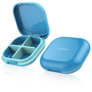 lot 14126 image: Daily Pill Organizer 4 Compartments, Small Pill Box Portable Travel Pill Case, Mini Pill Container for Purse Pocket, Compact Travel Medicine Organizer for Vitamin, Cod Liver Oil, Supplement (BluePink Twin Pack)