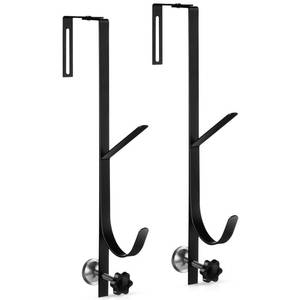 lot 14128 image: Reallnaive 4 Pack (2pcs) Pool Fence Hooks Equipment Above Grounds Swimming Accessories Adjustable Fence Hangers for Pool Hose Skimmer Garden Tool Organizer Fits 1.2 Inch to 3.5 Inch Railing (Black)