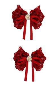 lot 14131 image: Xansema 2pcs Lace Hair Bows for Girls,Cute Bows Alligator Hair Clip Hair Barrettes Accessories for Teens Girls Kids (Red)