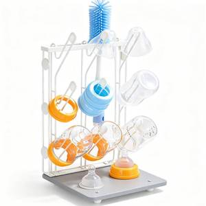 lot 14132 image: Taozun Bottle Drying Rack with 9 Hooks, Quick-Dry Diatomite Base with Stainless Steel Cup Stand, Vertical Space Saving Countertop Baby Organizer