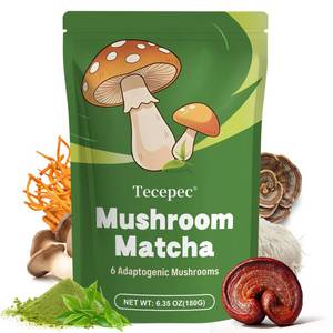 lot 14133 image: Mushroom Matcha Powder with 6 Adaptogen Mushrooms & Ceremonial-Grade Matcha Powder - Boosts Energy, Focus, Digestion, Immunity (60 Servings) 2 Pack