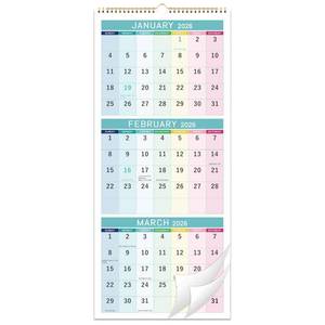lot 14135 image: 2026 Wall Calendar - 3 Month Wall Calendar Display (Folded in a Month), Jan 2026 - Dec 2026, 11.25 x 26, 3 Month Calendar 2026 - Classic 3 Pack