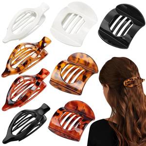 lot 14447 image: 8 Pcs Large Flat Claw Clips for Women, 2 Styles French Flat Hair Clips for Women, Strong Hold Hair Claw Clips for Thick Thin Hair (Black White)