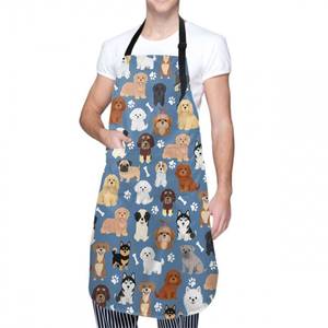 lot 14460 image: Sweetshow Cute Dogs Pets Apron with 2 Pockets and Adjustable Neck Waterproof Stain Resistant Dog Paw Dog Grooming Apron for Women Men Kitchen Cooking Baking Bistro Aprons