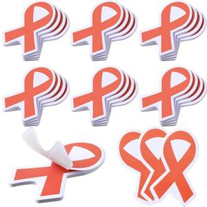 lot 14462 image: Thenshop 24 Set Orange Sticky Notes Orange Ribbon Cancer Awareness Sticky Notes Bulk Self Adhesive Leukemia Cancer Awareness Notepads for Office School Teacher Student Nurse Doctor Awards Supplies