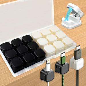 lot 14464 image: 18 Pack Cord Organizer Holder, Magnetic Cable Clips Management, Easy Adhesive Phone Charging Cable Keeper, Hide Or Organize Desk Cable for Kitchen, Office, Car, Nightstand��White and Black��