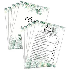 lot 14473 image: Bridal Shower Game Set - Over Or Under Party Cards for Wedding - Greenery Wedding Party Favor Decor - Tropical Jungle EngagementBachelorette Party Games Supplies & Activities - 30 Game Cards(B04)
