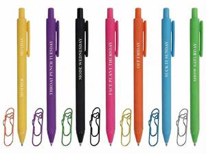 lot 14478 image: REHERO Funny Pen for Adults, 7pcs Week Words Funny Novelty Pens and 7pcs Metal Pen Holder Clips Office Gifts for Corworkers