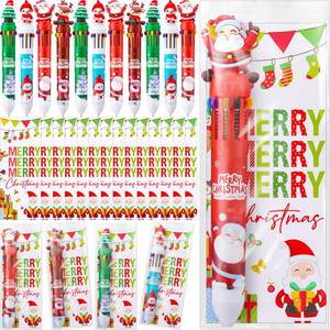 lot 14486 image: Sayglossy 24 Christmas Multicolor Ballpoint Pen 10 in 1 Retractable Ballpoint Pens with Christmas Greeting Card Snowman Reindeer Claus 10 Color Pen for Office Gift Xmas Party