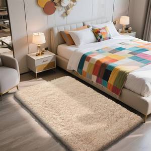 lot 17376 image: Shag Area Rug for Bedroom 3x5,Beige Fluffy Area Rugs for Living Room,Soft Fuzzy Rug Non-Shedding Indoor Plush Carpet for Kids Bedroom Nursery Dorm Home Decor