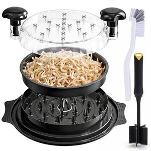 lot 17382 image: Chicken Shredder Tool Twist Large with Meat Chopper & Brush, 3-Layer Food Safe Manual Meat Shredder for Chicken Breast,Strong Anti-Slip Base, Ergonomic Handle, BPA-Free, Ideal for Vegetables & Beef,
