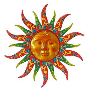 lot 17384 image: Limygus Metal Sun Wall Decor, 16 Inches, Colorful Sun Face Art Hanging for Indoor Outdoor Garden Farmhouse Yard Patio Fence Living Room Bedroom